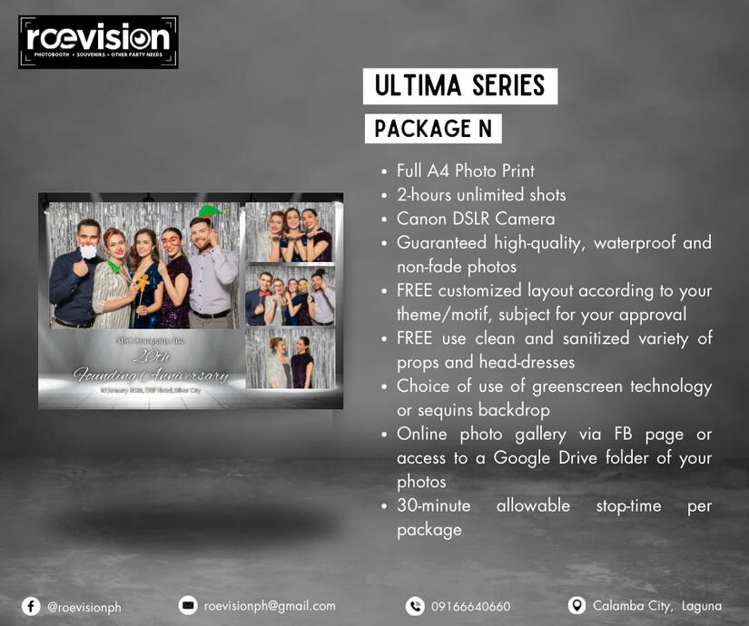 Utlima: Package N: Full A4 - Php 5,000.00 Extension: Php2,000/ succeeding hour