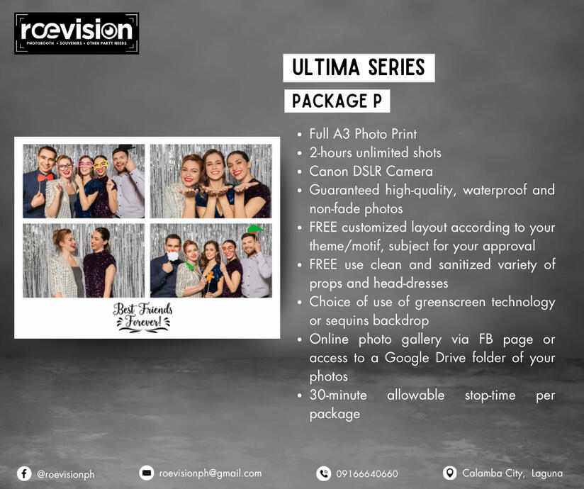 Utlima: Package P: Full A3 - Php 6,000.00 Extension: Php2,500/ succeeding hour